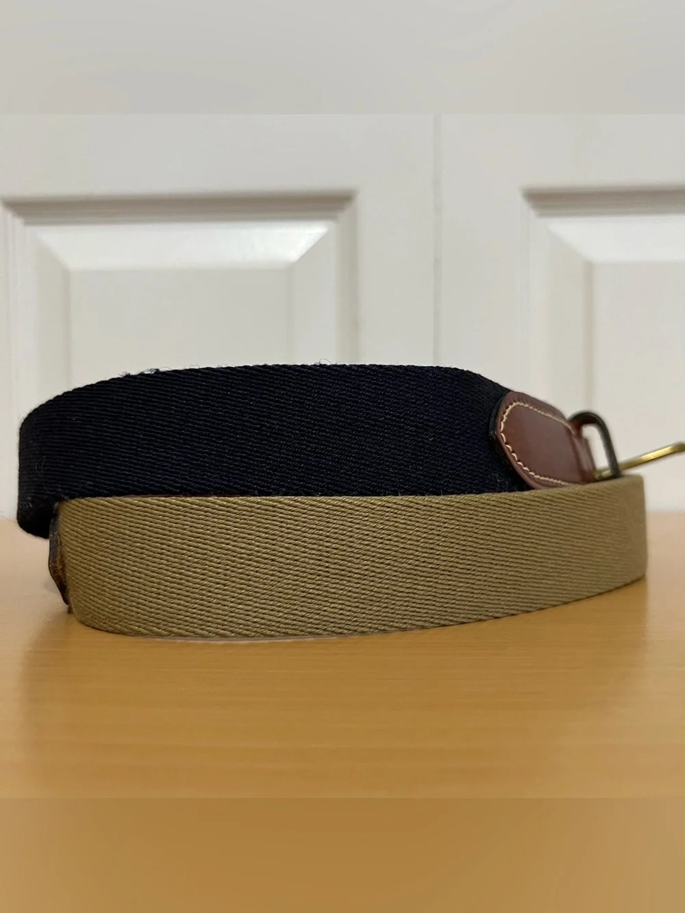 Vtg Tommy Hilfiger Authentic Surpus Style Khaki & Navy Surcingle Belt Sz 36 USA